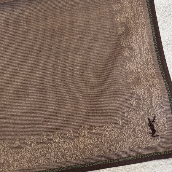 Yves Saint Laurent Brown Patterned Pocket Square vintage cotton - Picture 6 of 6